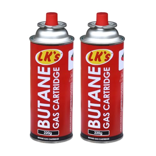 LK's 220g Gas Cartridge - 2 Pack – Camping Stove Fuel Canister for Portable Gas Stoves