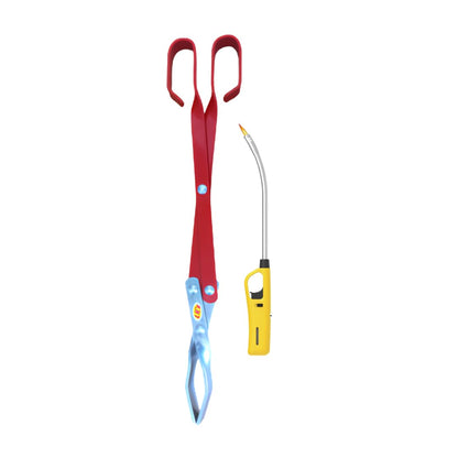 Medium 417mm Aluminium Braai Tong And Flexible Extra Length Braai Lighter (Yellow)