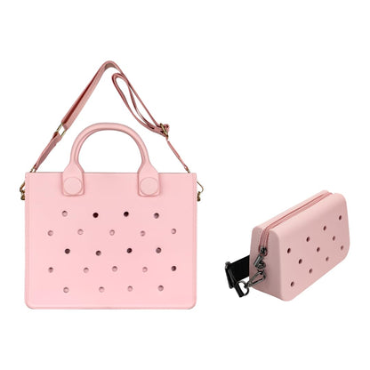 Nana EVA Croc Shoulder Bag & Coco EVA Croc Crossbody Bag Combo Set (Pink)
