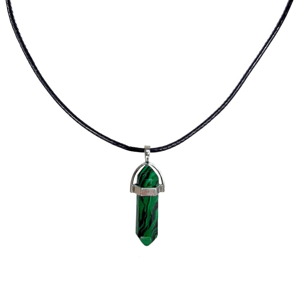 Earth Stone Collection - Bullet Crystal Stone Necklace (Malachite)