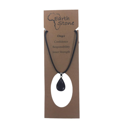 Earth Stone Collection - Teardrop Crystal Stone Necklace (Onyx)