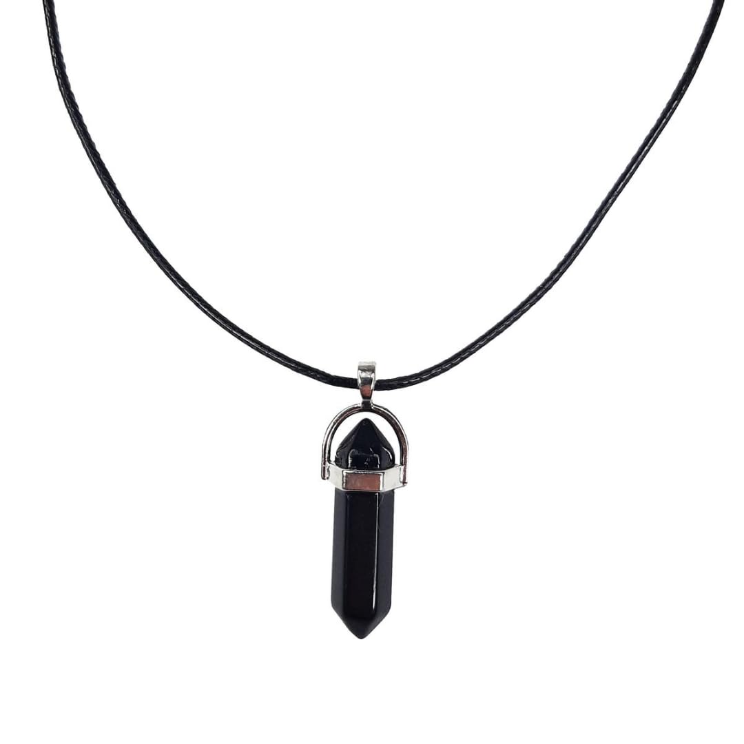 Earth Stone Collection - Bullet Crystal Stone Necklace (Onyx)