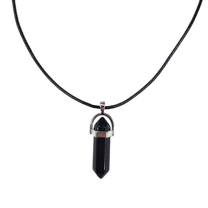 Earth Stone Collection - Bullet Crystal Stone Necklace (Onyx)