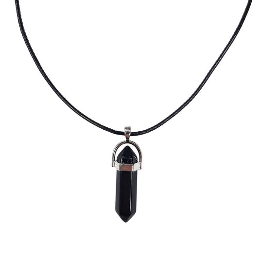 Earth Stone Collection - Bullet Crystal Stone Necklace (Onyx)