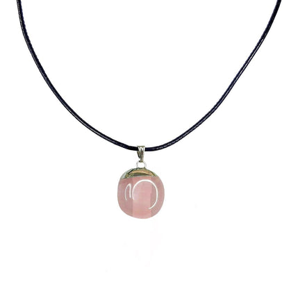 Earth Stone Collection - Polished Crystal Stone Necklace (Rose Quartz)
