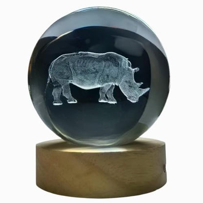 Crystal Ball Lamp with 3D Engraving and Luminous Base - Rhino