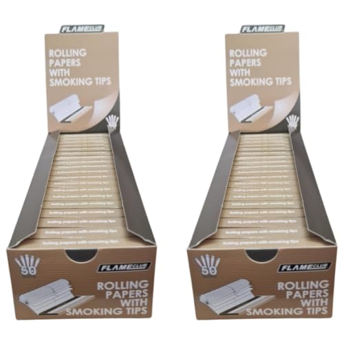 Flame Club Queen Size Rolling Paper + Tips - 39 Booklets - 2 Pack