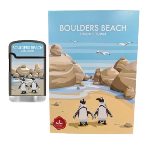 Debest Cape Town Travel Art Card A5 - Boulders Beach And ZL3 Torch Jet Lighter