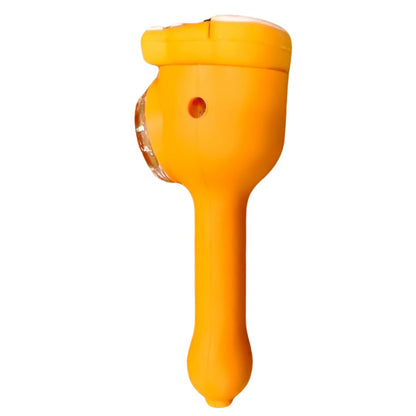 Silicone Rasta Spoon Pipe - Cartoon Faces (Orange)