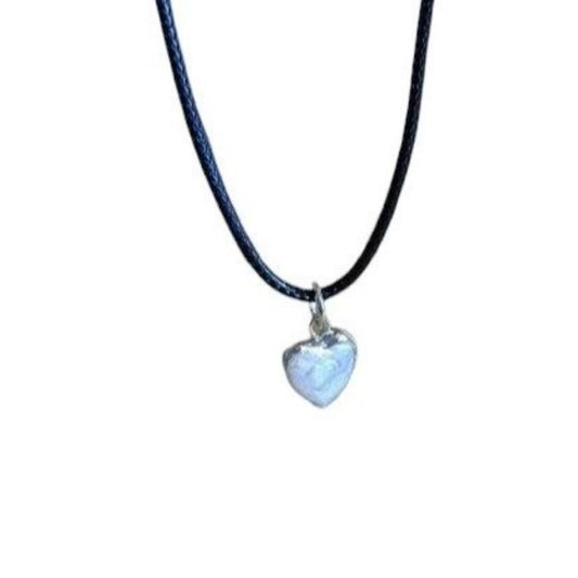Earth Stone Collection - Heart Crystal Stone Necklace (Pearl)