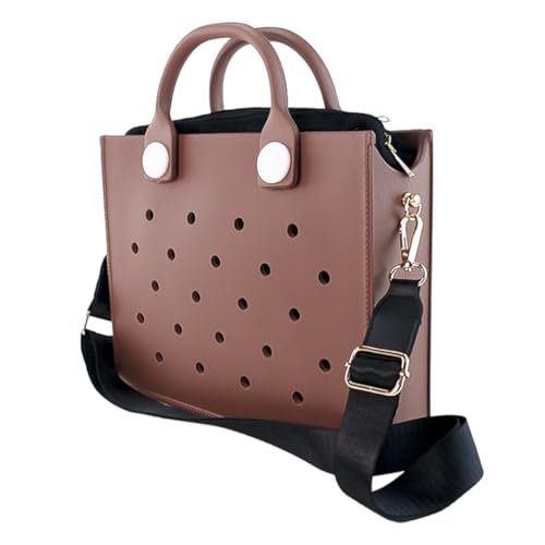 Nana EVA Croc Bag with Shoulder Strap – Lightweight Waterproof Tote Handbag (Brown)
