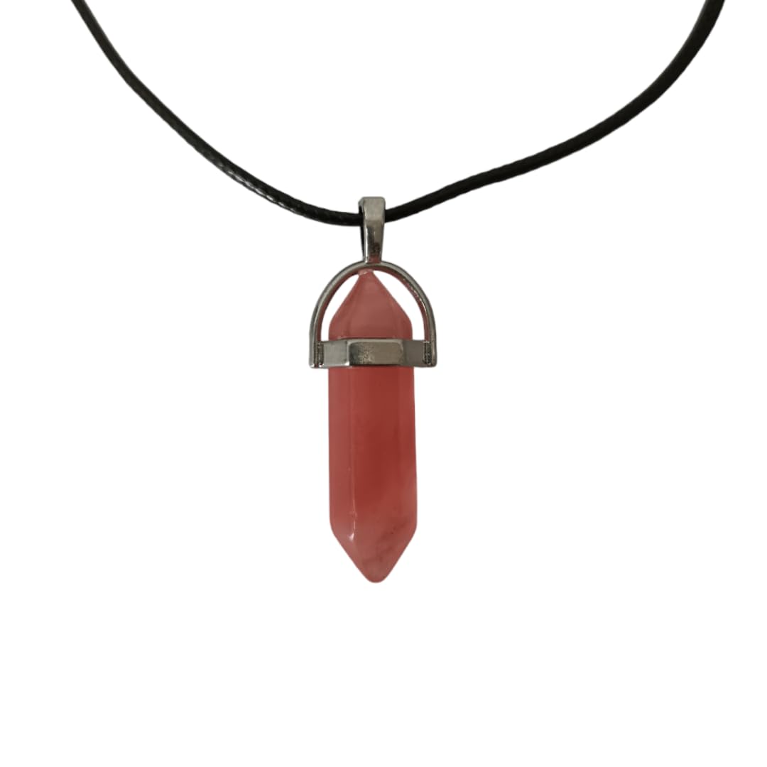 Earth Stone Collection - Bullet Crystal Stone Necklace (Cherry Quartz)