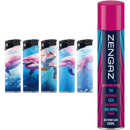 N2 Electronic Lighter - 5 Pack With 330ml Gas (Pink Marine)