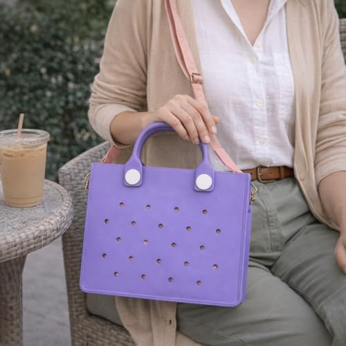 Nana EVA Croc Shoulder Bag & Coco EVA Croc Crossbody Bag Combo Set (Pastel Purple)