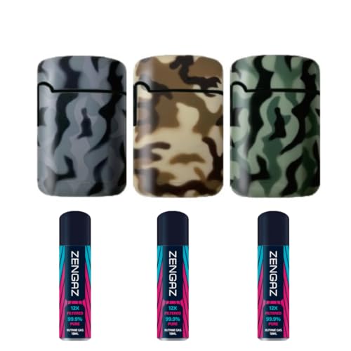 3 - ZL 3 Mega Jet Flame Lighter ARMY & 3 Zengaz Gas 18ml Combo