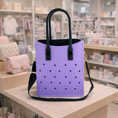 EVA Croc Tote Bag with Adjustable Strap – Ztylish (Purple)