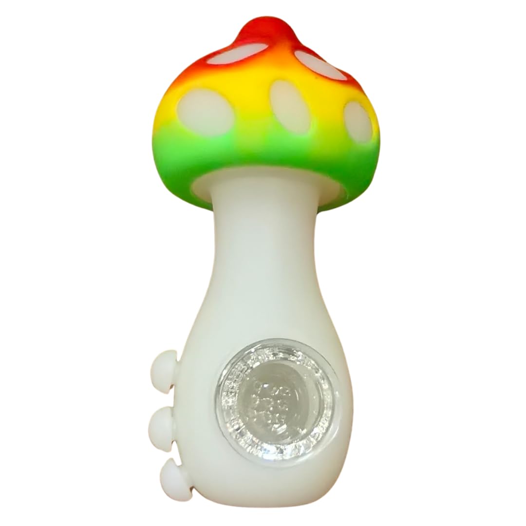 Silicone Rasta Pipe - Glow-In-The-Dark Mushroom (Red)