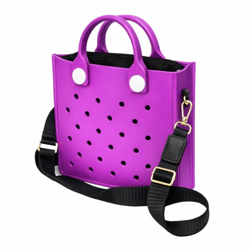 Nana EVA Croc Bag with Shoulder Strap – Lightweight Waterproof Tote Handbag (Purple)