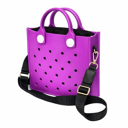 Nana EVA Croc Bag with Shoulder Strap – Lightweight Waterproof Tote Handbag (Purple)