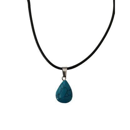Earth Stone Collection - Teardrop Crystal Stone Necklace (Turquoise)