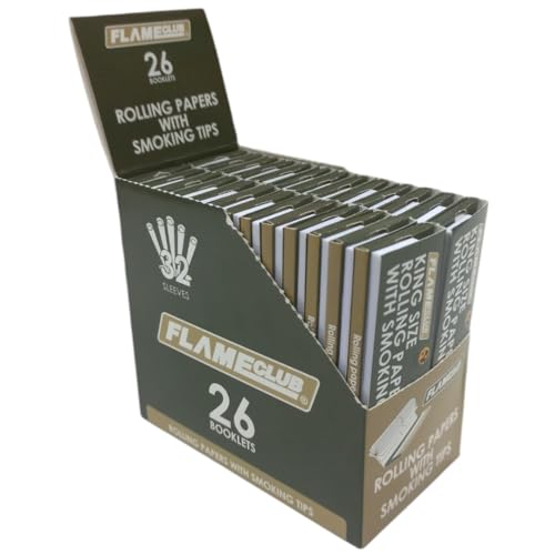 Flame Club King Size Rolling Paper + Tips - 26Piece Booklets - 2 Pack