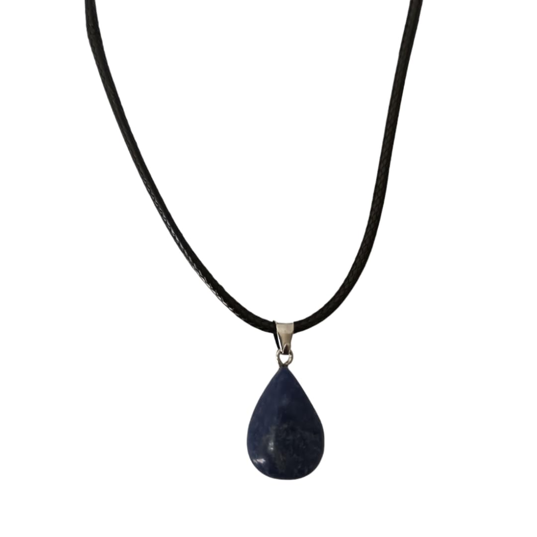 Earth Stone Collection - Teardrop Crystal Stone Necklace (Sodalite)