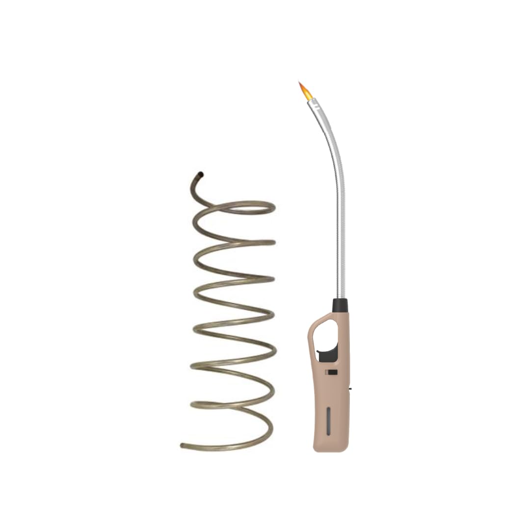 Stainless Steel Braai Spiral For Braai & Air Fryer And Flexible Extra Length Braai Lighter (Brown)