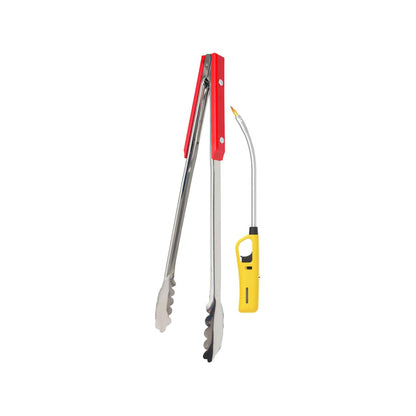 Stainless Steel Salad/Braai Tongs And Flexible Extra Length Braai Lighter (Yellow)
