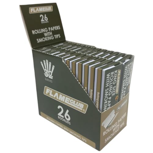 Flame Club King Size Rolling Paper + Tips - 26Piece Booklets - 4 Pack