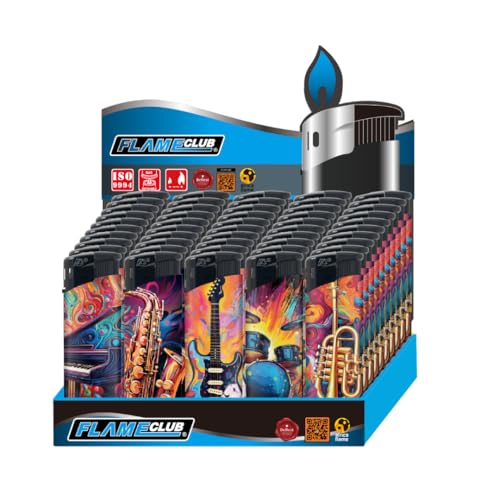 Electronic N2 Refillable Lighters – Music Design Assortment, Pack of 50
