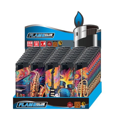 Electronic N2 Refillable Lighters – Music Design Assortment, Pack of 50