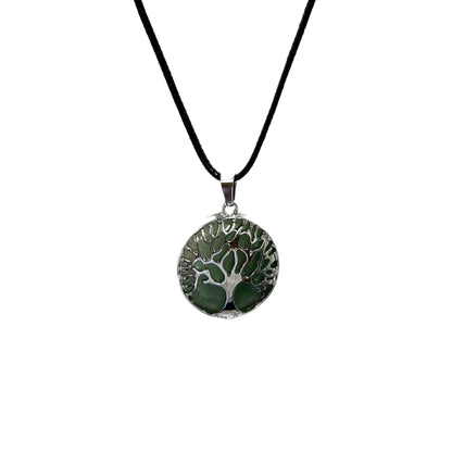 Earth Stone Collection - Silver Tree of Life Crystal Necklace (Aventurine)
