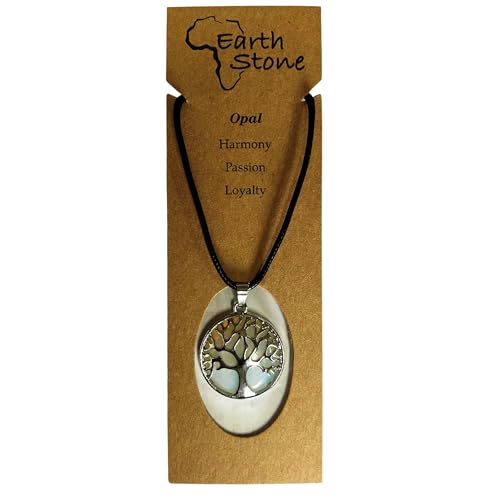 Earth Stone Collection - Silver Tree of Life Crystal Necklace (Opal)