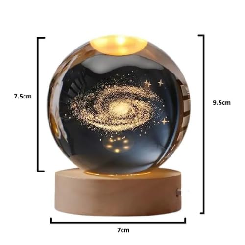 Crystal Ball Lamp with 3D Engraving and Luminous Base - 2 Pack (Galaxy)