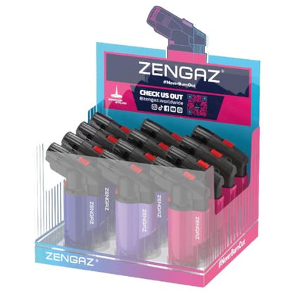 ZT60 Plus Jet Flame Torch Lighters – 12 Pack (Pink Purple Dark Blue)