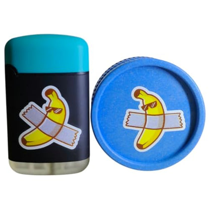 Windproof Torch Jet Lighter And Biodegradeble Herb Grinder Combo - Banana
