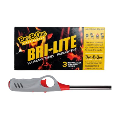 Medium Braai Lighter And 3 Piece Individually Wrapped Fire Lighter Combo (Grey)