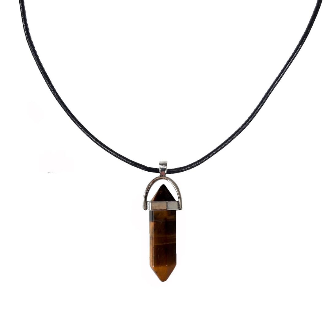 Earth Stone Collection - Bullet Crystal Stone Necklace (Tigers Eye)