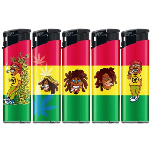 N2 Electronic Lighter - 5 Pack With 330ml Gas (Rasta)