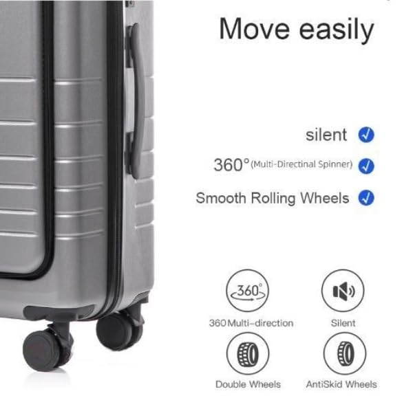 Multifunction Smart Carry-On Travel Suitcase - 20 Inch - Grey