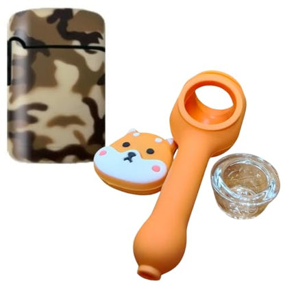 Brown Army ZL-3 Torch Jet Lighter And Dog Silicone Rasta Pipe