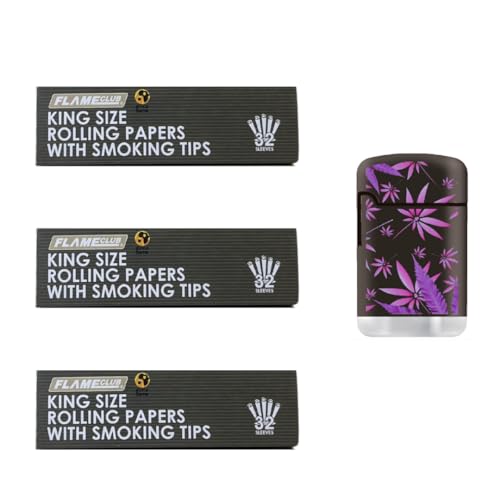 Value Pack 10 King Size Papers and Tips with Jet Flame Lighter