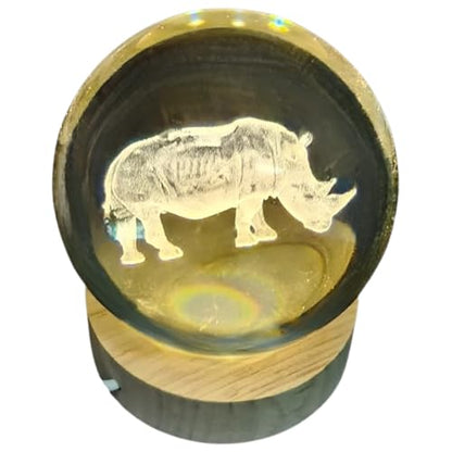 Crystal Ball Lamp with 3D Engraving and Luminous Base - Rhino