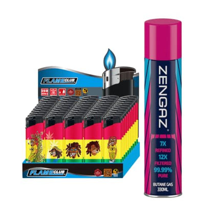 N2 Electronic Lighter - 5 Pack With 330ml Gas (Rasta)