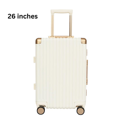 Classic Aluminum Frame Travel Suitcase - 20" + 26" - White