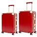 Classic Aluminum Frame Travel Suitcase - 22" + 26" - Wine Red