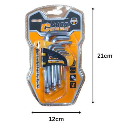 9 Piece Short Arm Ball Point Hex Key Set