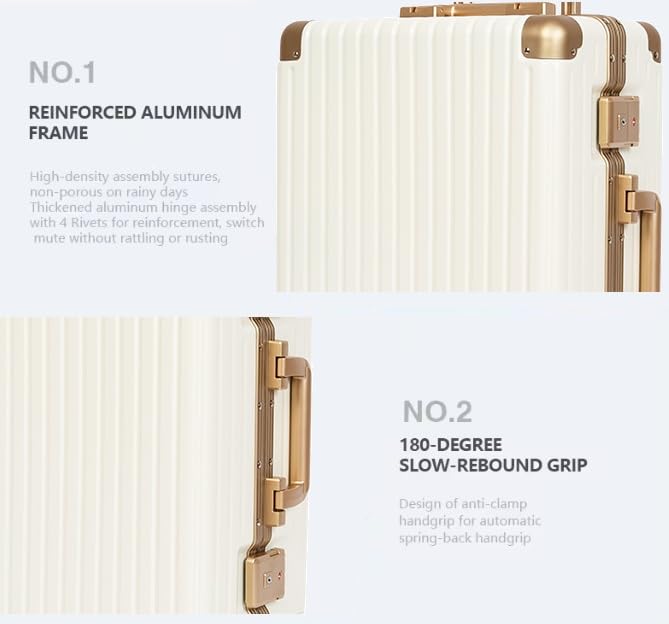 Classic Aluminum Frame Travel Suitcase - 20" + 26" - White