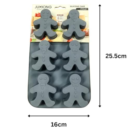 Silicone Cake Mold - Gingerbread Man - 25.5x16cm (Grey)
