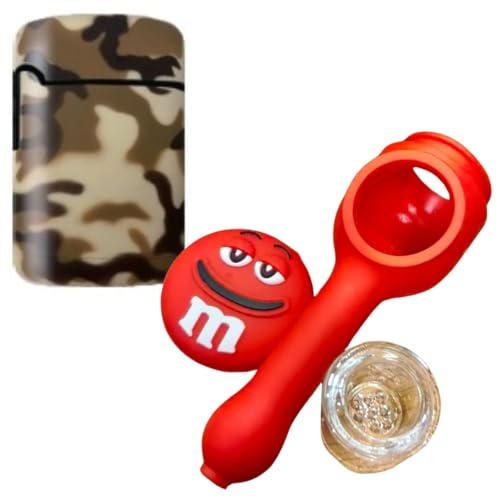 Brown Army ZL-3 Torch Jet Lighter And M&M Silicone Rasta Pipe